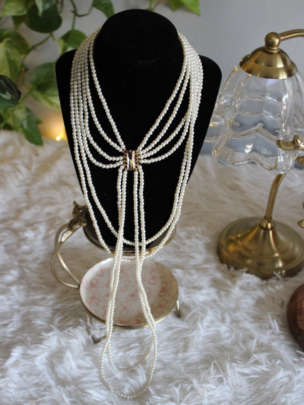 Anthropologie Multi-Strand Faux Pearl Statement Necklace NWT - Picture 3 of 15